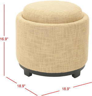 Safavieh Chelsea Round Tray Ottoman - Chic Multifunctional Piece For Stylish Storage And Elegant Entertaining Gold HUD8232E
