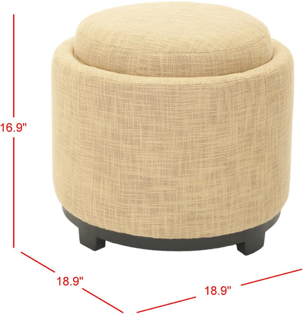 Safavieh Chelsea Round Tray Ottoman - Chic Multifunctional Piece For Stylish Storage And Elegant Entertaining Gold HUD8232E