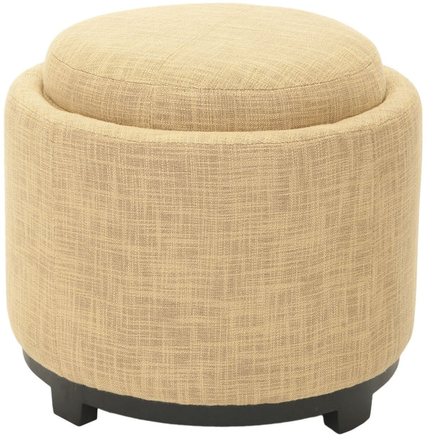 Safavieh Chelsea Round Tray Ottoman - Chic Multifunctional Piece For Stylish Storage And Elegant Entertaining Gold HUD8232E