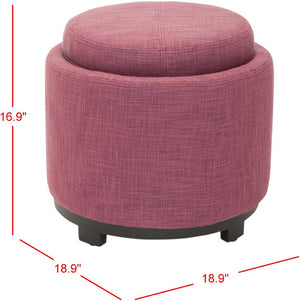 Safavieh Chelsea Round Tray Ottoman - Chic Multifunctional Piece For Stylish Storage And Elegant Entertaining Rose/Black HUD8232F