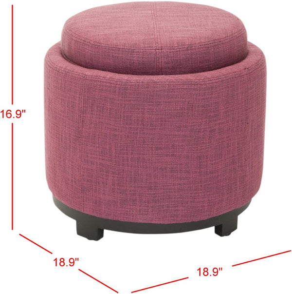 Safavieh Chelsea Round Tray Ottoman - Chic Multifunctional Piece For Stylish Storage And Elegant Entertaining Rose/Black HUD8232F