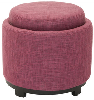 Safavieh Chelsea Round Tray Ottoman - Chic Multifunctional Piece For Stylish Storage And Elegant Entertaining Rose/Black HUD8232F