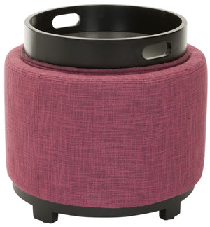 Safavieh Chelsea Round Tray Ottoman - Chic Multifunctional Piece For Stylish Storage And Elegant Entertaining Rose/Black HUD8232F