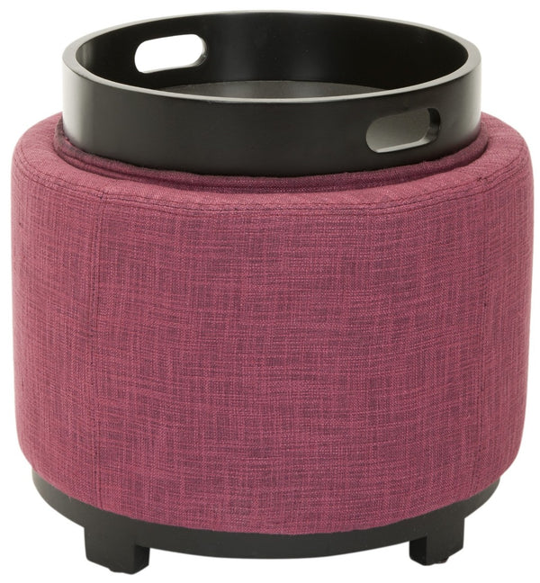 Safavieh Chelsea Round Tray Ottoman - Chic Multifunctional Piece For Stylish Storage And Elegant Entertaining Rose/Black HUD8232F