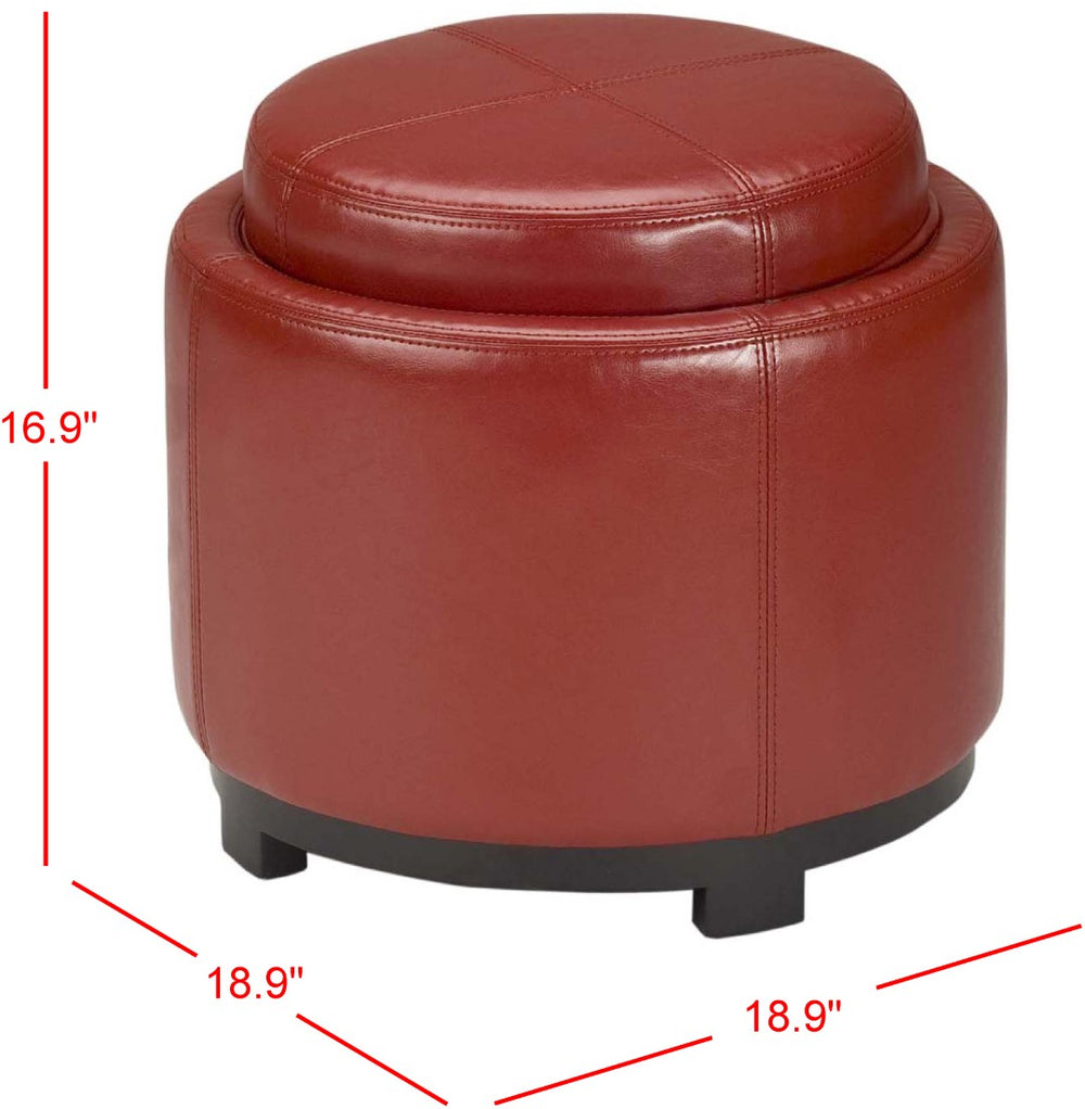 Safavieh Chelsea Round Tray Ottoman Red HUD8232R