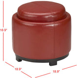 Safavieh Chelsea Round Tray Ottoman Red HUD8232R