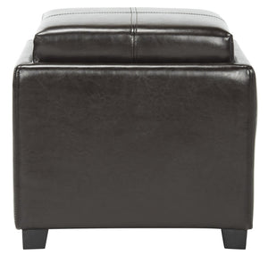 Safavieh Harrison Single Tray Ottoman - Elegant Storage Solution With Removable Serving Tray For Modern Spaces Brown HUD8233A