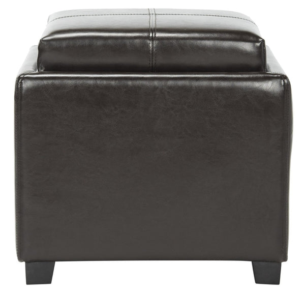 Safavieh Harrison Single Tray Ottoman - Elegant Storage Solution With Removable Serving Tray For Modern Spaces Brown HUD8233A