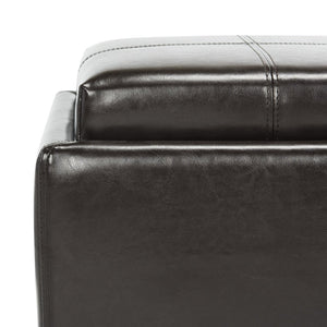 Safavieh Harrison Single Tray Ottoman - Elegant Storage Solution With Removable Serving Tray For Modern Spaces Brown HUD8233A