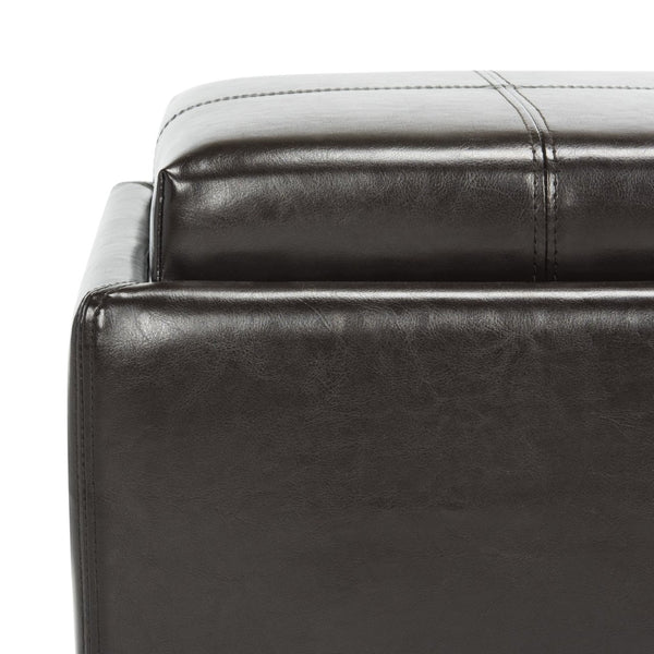 Safavieh Harrison Single Tray Ottoman - Elegant Storage Solution With Removable Serving Tray For Modern Spaces Brown HUD8233A