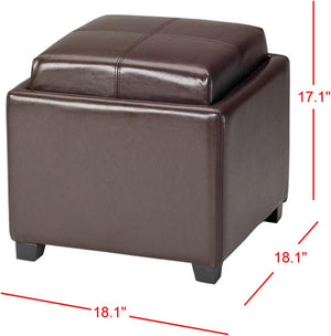 Safavieh Harrison Single Tray Ottoman - Elegant Storage Solution With Removable Serving Tray For Modern Spaces Brown HUD8233A