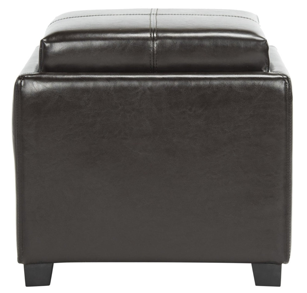 Safavieh Harrison Single Tray Ottoman - Elegant Storage Solution With Removable Serving Tray For Modern Spaces Brown HUD8233A