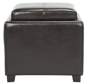 Safavieh Harrison Single Tray Ottoman - Elegant Storage Solution With Removable Serving Tray For Modern Spaces Brown HUD8233A