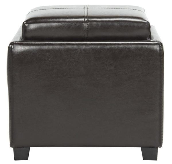 Safavieh Harrison Single Tray Ottoman - Elegant Storage Solution With Removable Serving Tray For Modern Spaces Brown HUD8233A