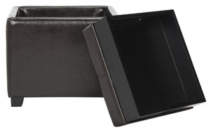 Safavieh Harrison Single Tray Ottoman - Elegant Storage Solution With Removable Serving Tray For Modern Spaces Brown HUD8233A