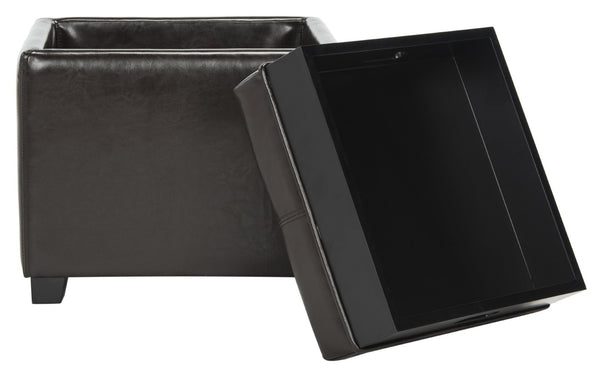 Safavieh Harrison Single Tray Ottoman - Elegant Storage Solution With Removable Serving Tray For Modern Spaces Brown HUD8233A