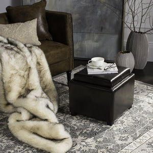 Safavieh Harrison Single Tray Ottoman - Elegant Storage Solution With Removable Serving Tray For Modern Spaces Brown HUD8233A