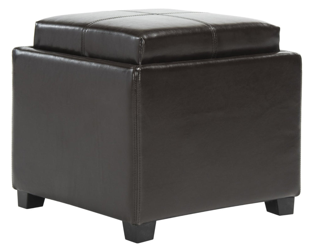 Safavieh Harrison Single Tray Ottoman - Elegant Storage Solution With Removable Serving Tray For Modern Spaces Brown HUD8233A