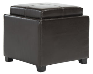 Safavieh Harrison Single Tray Ottoman - Elegant Storage Solution With Removable Serving Tray For Modern Spaces Brown HUD8233A