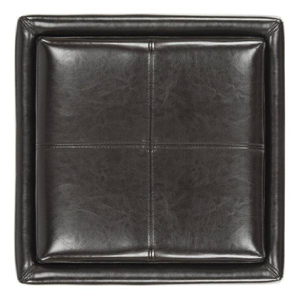 Safavieh Harrison Single Tray Ottoman - Elegant Storage Solution With Removable Serving Tray For Modern Spaces Brown HUD8233A