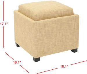 Safavieh Harrison Single Tray Ottoman - Elegant Storage Solution With Removable Serving Tray For Modern Spaces Gold HUD8233E