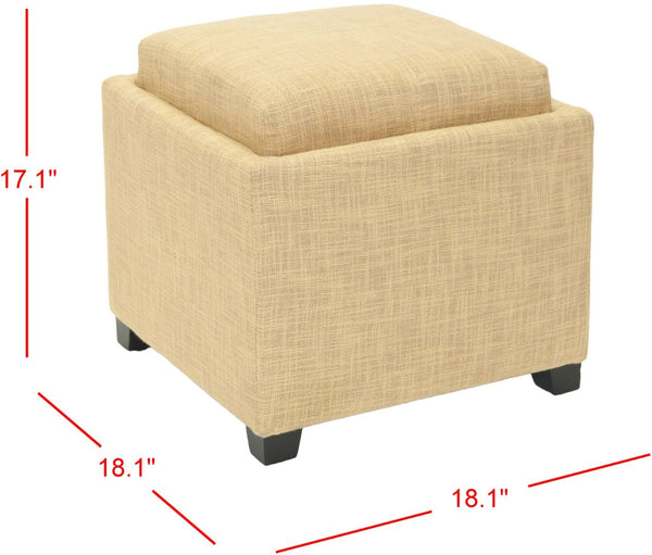 Safavieh Harrison Single Tray Ottoman - Elegant Storage Solution With Removable Serving Tray For Modern Spaces Gold HUD8233E