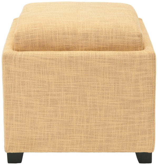 Safavieh Harrison Single Tray Ottoman - Elegant Storage Solution With Removable Serving Tray For Modern Spaces Gold HUD8233E