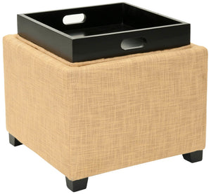 Safavieh Harrison Single Tray Ottoman - Elegant Storage Solution With Removable Serving Tray For Modern Spaces Gold HUD8233E