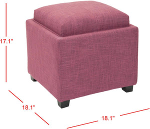 Safavieh Harrison Single Tray Ottoman - Elegant Storage Solution With Removable Serving Tray For Modern Spaces Rose/Black HUD8233F