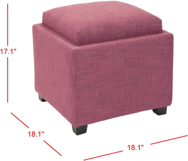 Safavieh Harrison Single Tray Ottoman - Elegant Storage Solution With Removable Serving Tray For Modern Spaces Rose/Black HUD8233F