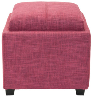 Safavieh Harrison Single Tray Ottoman - Elegant Storage Solution With Removable Serving Tray For Modern Spaces Rose/Black HUD8233F