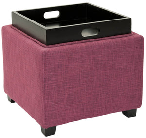 Safavieh Harrison Single Tray Ottoman - Elegant Storage Solution With Removable Serving Tray For Modern Spaces Rose/Black HUD8233F