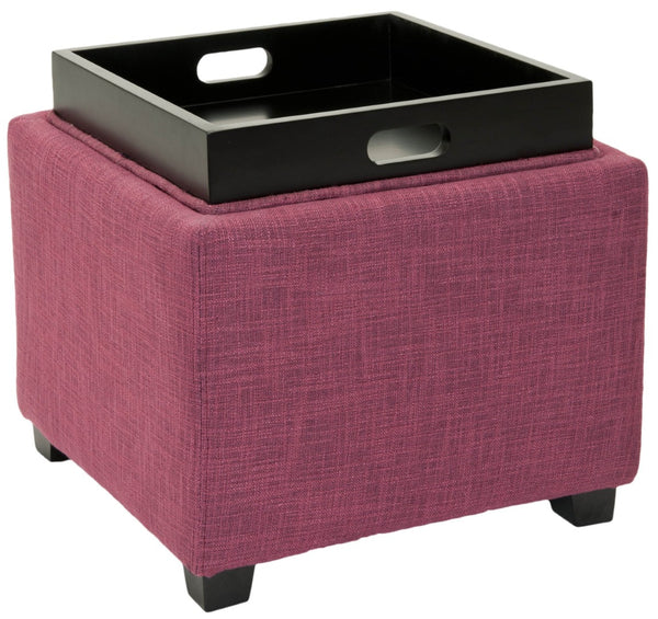 Safavieh Harrison Single Tray Ottoman - Elegant Storage Solution With Removable Serving Tray For Modern Spaces Rose/Black HUD8233F