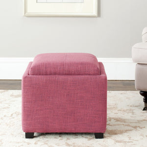 Safavieh Harrison Single Tray Ottoman - Elegant Storage Solution With Removable Serving Tray For Modern Spaces Rose/Black HUD8233F