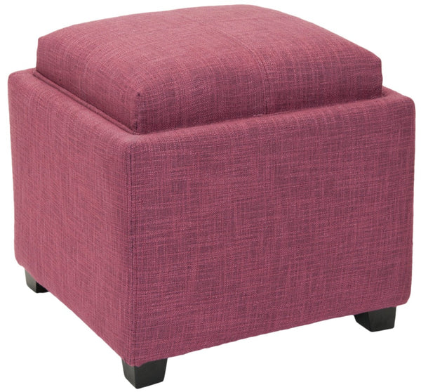 Safavieh Harrison Single Tray Ottoman - Elegant Storage Solution With Removable Serving Tray For Modern Spaces Rose/Black HUD8233F
