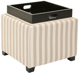 Safavieh Harrison Single Tray Ottoman Tan / White HUD8233H