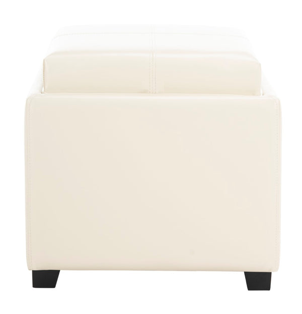 Safavieh Harrison Single Tray Ottoman - Elegant Storage Solution With Removable Serving Tray For Modern Spaces Flat Cream HUD8233K