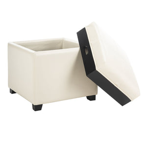 Safavieh Harrison Single Tray Ottoman - Elegant Storage Solution With Removable Serving Tray For Modern Spaces Flat Cream HUD8233K