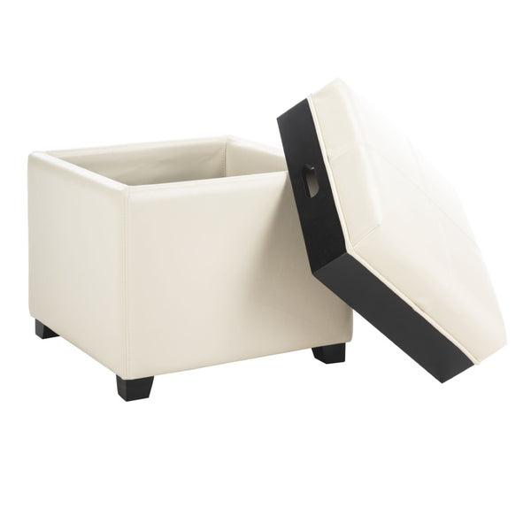 Safavieh Harrison Single Tray Ottoman - Elegant Storage Solution With Removable Serving Tray For Modern Spaces Flat Cream HUD8233K