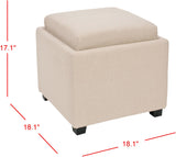 Safavieh Harrison Single Tray Ottoman Taupe HUD8233L