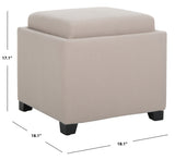 Safavieh Harrison Single Tray Ottoman Taupe HUD8233L