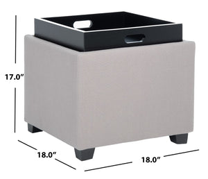 Safavieh Harrison Single Tray Ottoman - Elegant Storage Solution With Removable Serving Tray For Modern Spaces Seamist HUD8233M