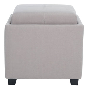 Safavieh Harrison Single Tray Ottoman - Elegant Storage Solution With Removable Serving Tray For Modern Spaces Seamist HUD8233M