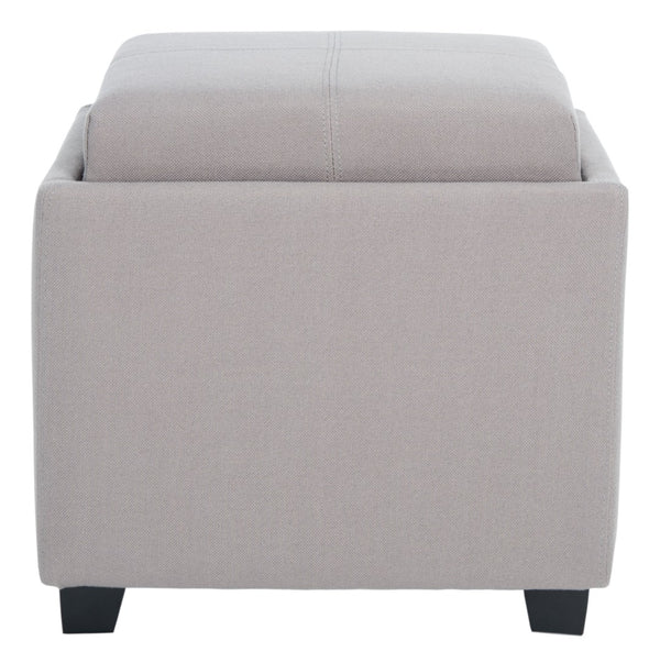 Safavieh Harrison Single Tray Ottoman - Elegant Storage Solution With Removable Serving Tray For Modern Spaces Seamist HUD8233M