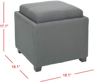 Safavieh Harrison Single Tray Ottoman - Elegant Storage Solution With Removable Serving Tray For Modern Spaces Grey HUD8233N
