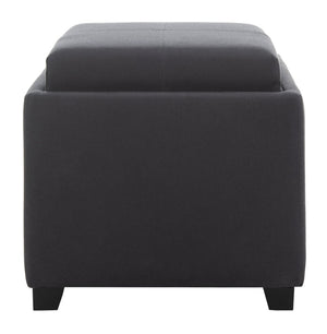 Safavieh Harrison Single Tray Ottoman - Elegant Storage Solution With Removable Serving Tray For Modern Spaces Grey HUD8233N