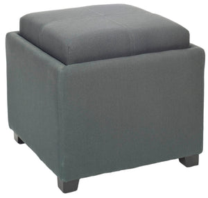 Safavieh Harrison Single Tray Ottoman - Elegant Storage Solution With Removable Serving Tray For Modern Spaces Grey HUD8233N