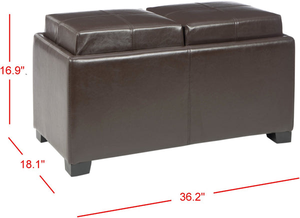 Safavieh Harrison Modern Double Tray Ottoman – Chic Bicast Leather, Hidden Storage & Stylish Seating Solution HUD8234A