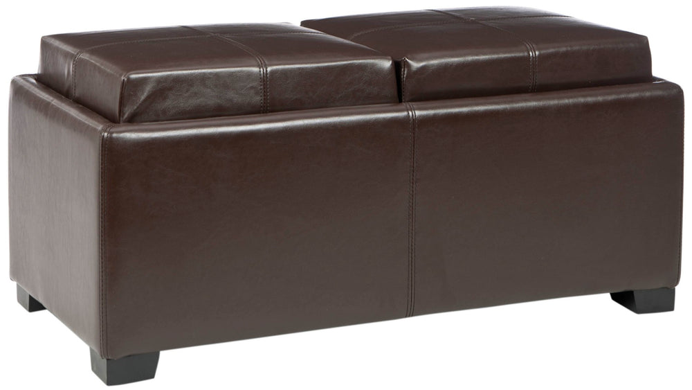 Safavieh Harrison Modern Double Tray Ottoman – Chic Bicast Leather, Hidden Storage & Stylish Seating Solution HUD8234A