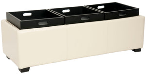 Safavieh Harrison Triple Tray Ottoman – Versatile 3-In-1 Coffee Table, Stylish Ottoman, & Serving Tray Surface HUD8235K
